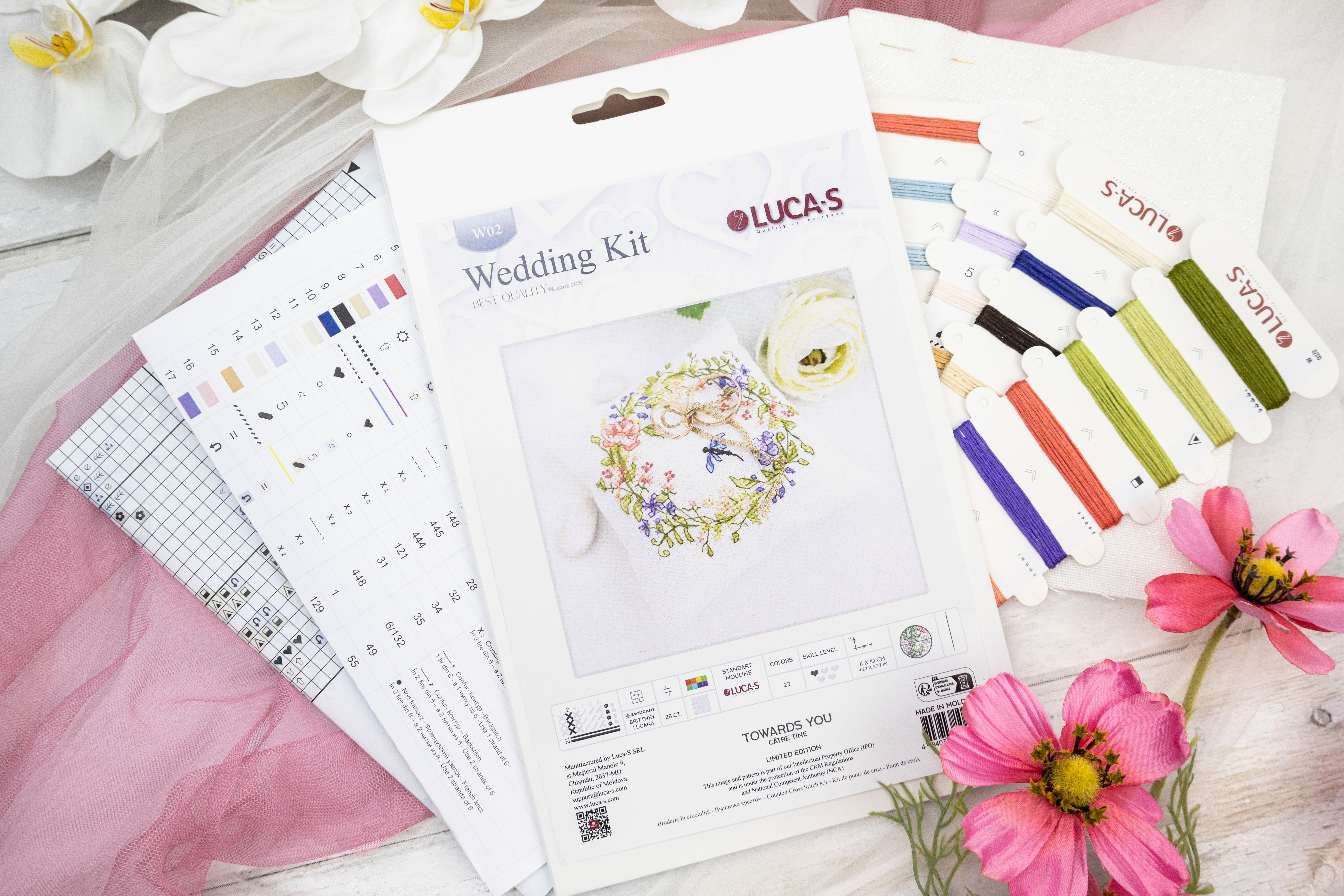 Luca-S Wedding Kit W02 Towards You Counted Cross Stitch Kit Limited Edition Zweigart Aida 28 ct Fabric 11 x 10 cm