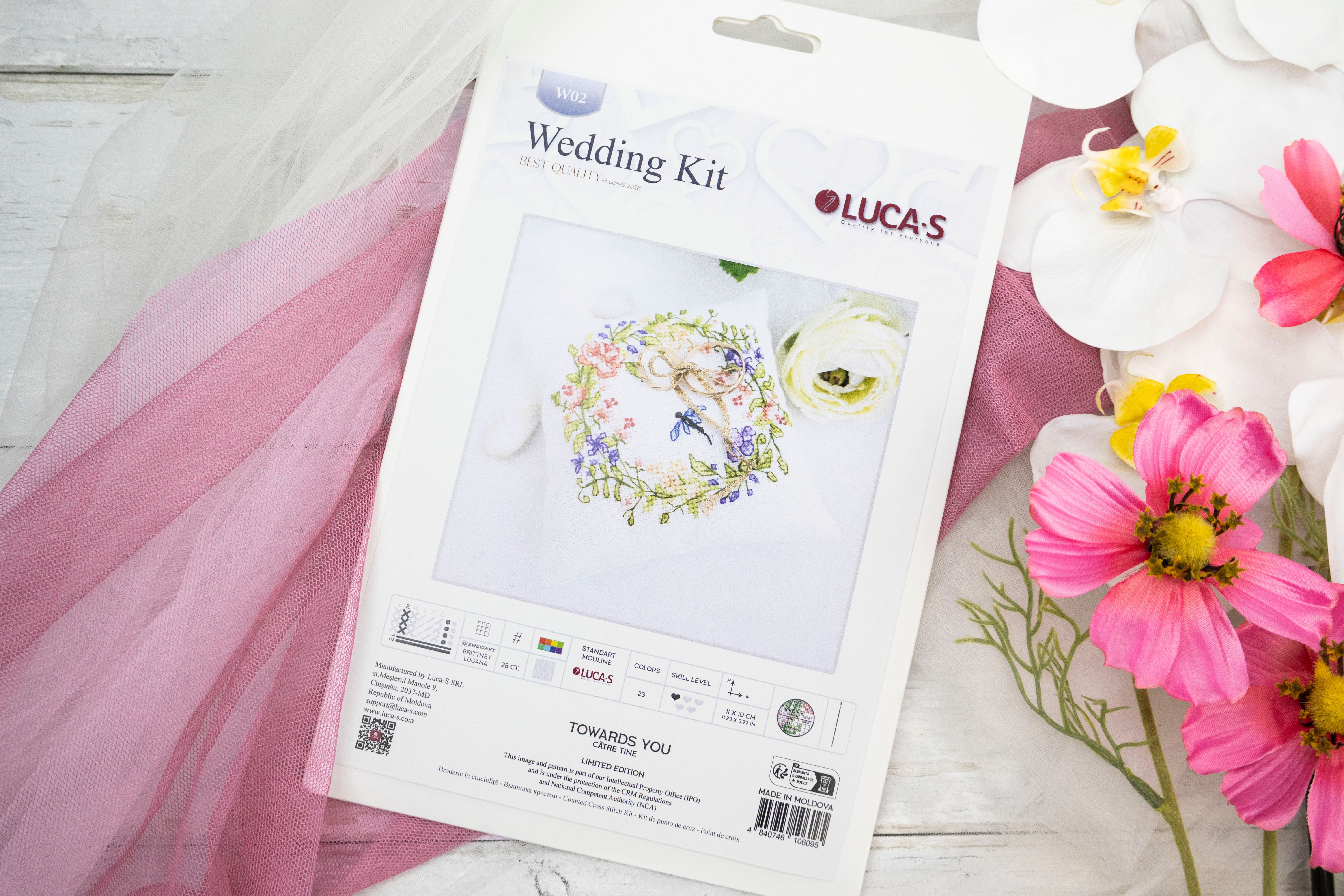 Luca-S Wedding Kit W02 Towards You Counted Cross Stitch Kit Limited Edition Zweigart Aida 28 ct Fabric 11 x 10 cm