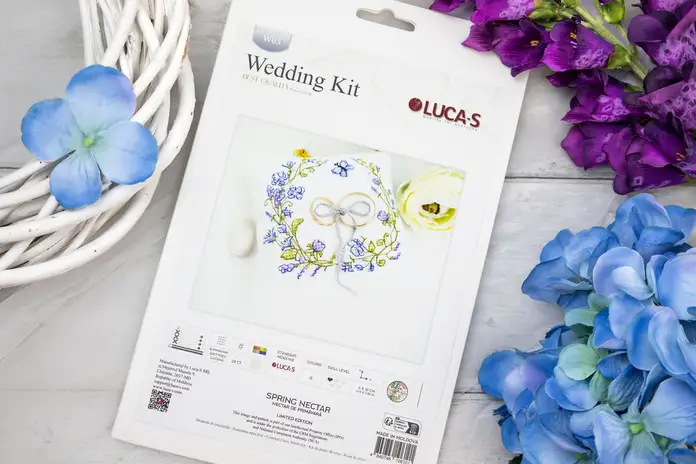 Набор для вышивания крестиком Luca-S Spring Nectar W03 Свадебный, Лимитированная серия, 11x10 см, ткань Zweigart Aida 28 ct
