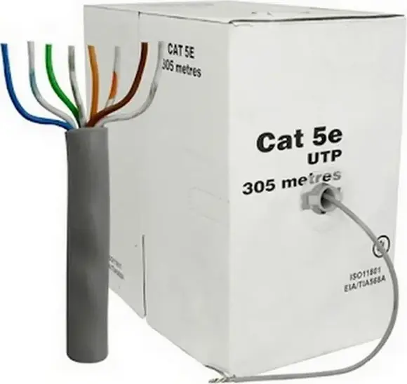 APC Electronic Cat 5e UTP Network Cable, 305m, 24 AWG CCA Copper Clad Aluminum, 4X2X1/0.50, ISO 11801 EIA/TIA 568A Standard, Gray, Pull-Box