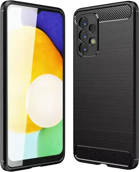 Xcover Armor Series Rugged Case for Samsung Galaxy A23 4G, Rubber Protective Cover with Brushed Metal Back and Carbon Fiber Accents, Black
