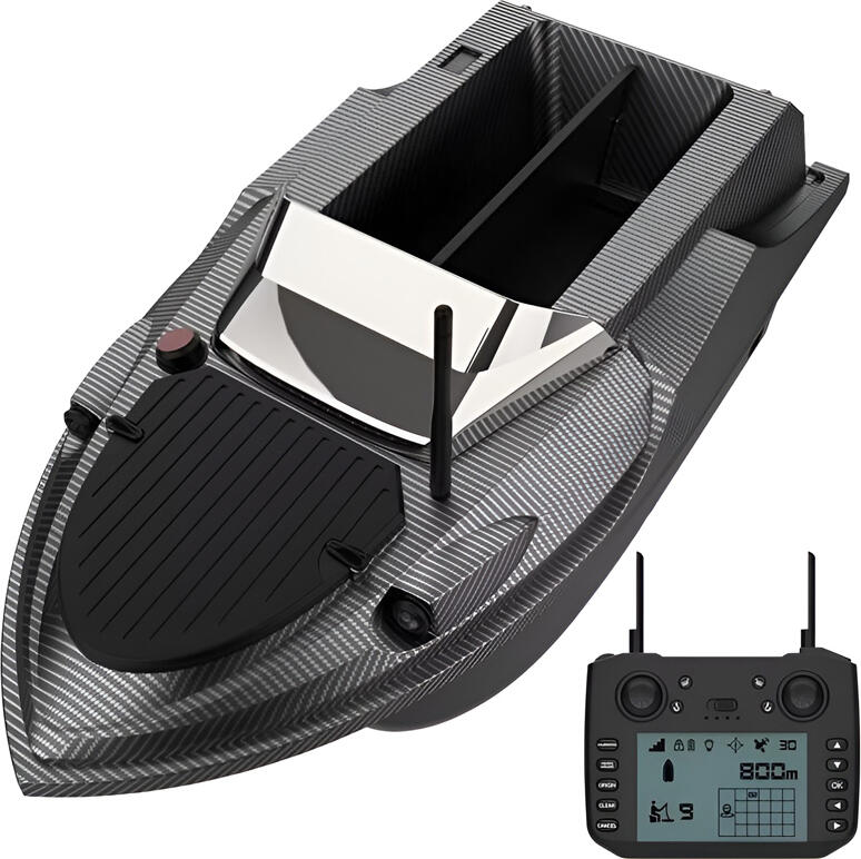 Barca de momeala pentru pescuit Flytec V080, Plastic ABS, Viteza Maxima 15 km/h, Raza 800m, Telecomanda 2.4 GHz cu Ecran HD 4.3 inch, GPS, Sonar, Neagra