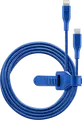 Cellularline Satellite MFI USB-C to Lightning Charging and Sync Braided Cable, 1m, Blue, MFi Certified with Integrated Cable Organizer Strap