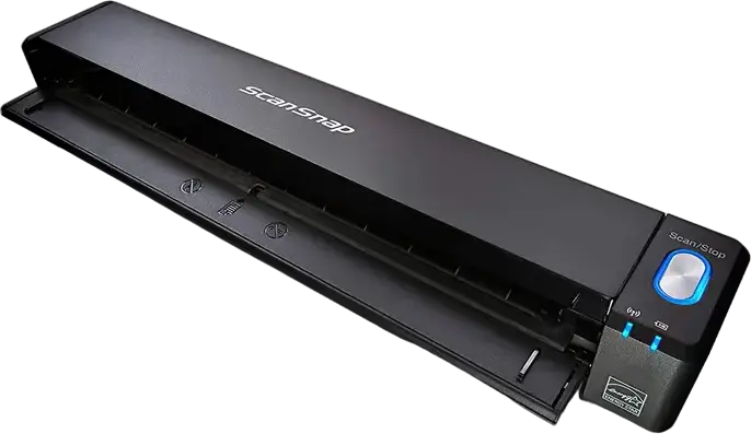 Ricoh ScanSnap iX100 Portable Document Scanner, A4 ADF CIS RGB LED 600 dpi, Wi-Fi & USB 2.0, Battery Powered, Black