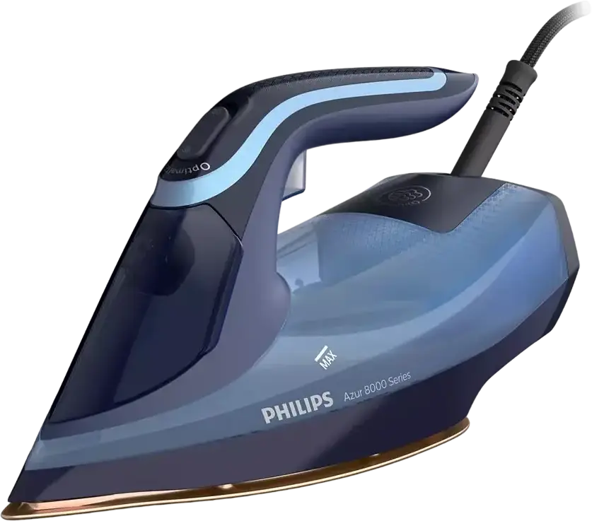 Fier de calcat cu abur Philips Azur Seria 8000 DST8020/20, 3000W, Talpa Metaloceramică, Jet Abur 240g/min, Anti-calc, Oprire Automată, Albastru
