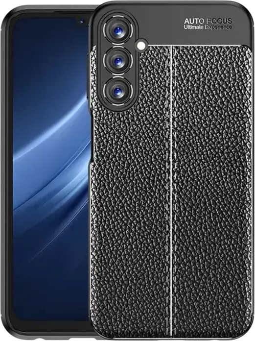 Чехол Xcover из искусственной кожи для Samsung Galaxy A04s, текстурированная отделка с вертикальной прострочкой, черный защитный чехол