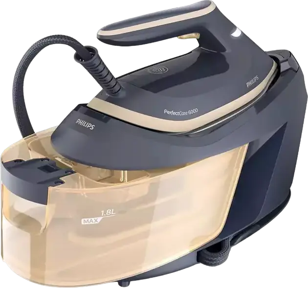 Generator de aburi Philips PerfectCare 6000 PSG6066/20, 2400W, Presiune 8 bar, Jet Abur 600g, OptimalTEMP, Talpa SteamGlide Advanced, Albastru Auriu