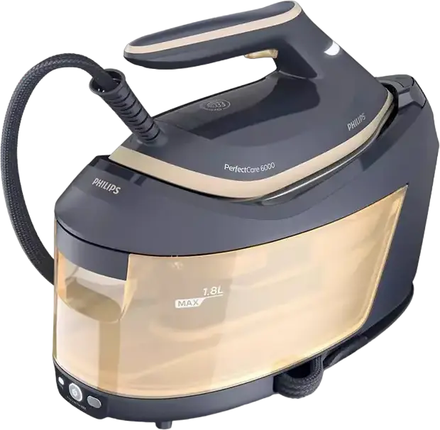 Generator de aburi Philips PerfectCare 6000 PSG6066/20, 2400W, Presiune 8 bar, Jet Abur 600g, OptimalTEMP, Talpa SteamGlide Advanced, Albastru Auriu