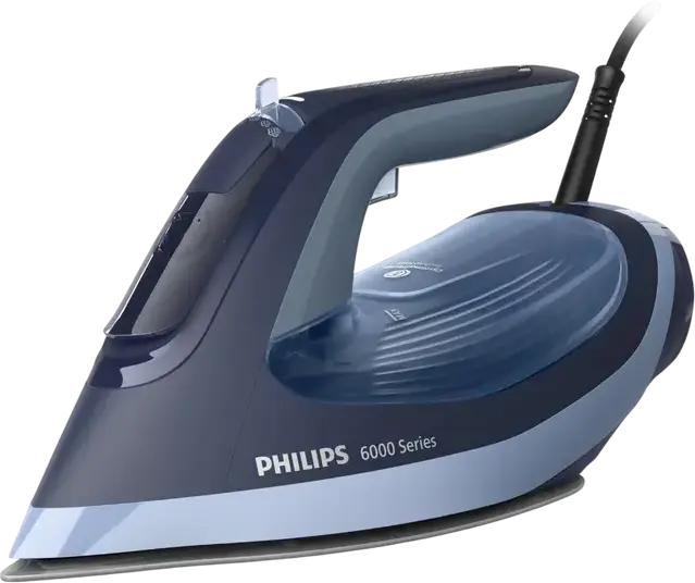 Philips DST6120/20 6000 Series Steam Iron, 2600W, SteamGlide Plus Soleplate, OptimalTemp Technology, 45g/min Continuous Steam, 190g/min Boost, Blue