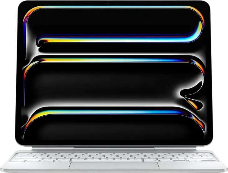 Tastatura Apple Magic Keyboard pentru iPad Pro 13 inch (M4) MWR43RS/A, Taste Iluminate, Trackpad din Sticla cu Feedback Haptic, Incarcare USB-C, Aluminiu