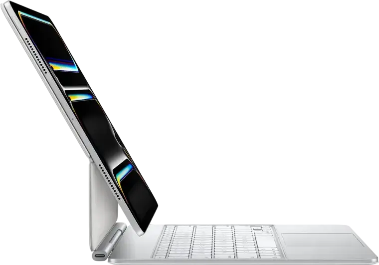 Tastatura Apple Magic Keyboard pentru iPad Pro 13 inch (M4) MWR43RS/A, Taste Iluminate, Trackpad din Sticla cu Feedback Haptic, Incarcare USB-C, Aluminiu