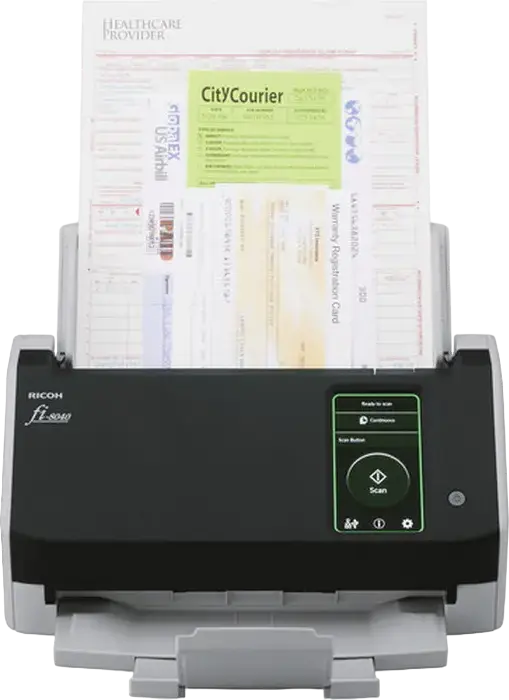Ricoh fi-8040 Duplex Document Scanner with ADF, 40 ppm/80 ipm, 600 dpi, 4.3" Touchscreen, USB 3.2 and Ethernet, Black/Light Grey