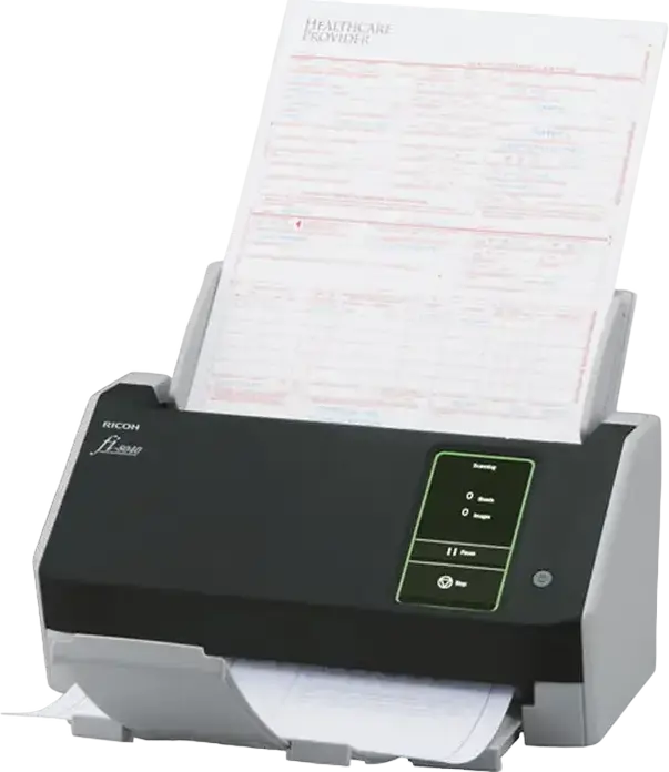Ricoh fi-8040 Duplex Document Scanner with ADF, 40 ppm/80 ipm, 600 dpi, 4.3" Touchscreen, USB 3.2 and Ethernet, Black/Light Grey