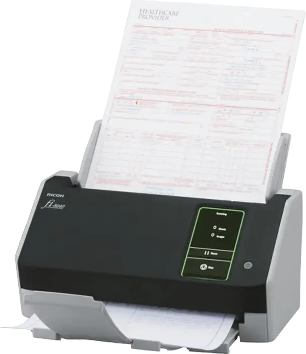 Ricoh fi-8040 Duplex Document Scanner with ADF, 40 ppm/80 ipm, 600 dpi, 4.3" Touchscreen, USB 3.2 and Ethernet, Black/Light Grey