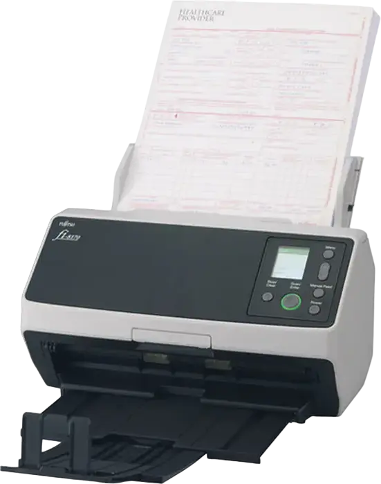 Scanner de documente duplex Ricoh fi-8170 cu ADF de 100 foi, viteza 70 ppm / 140 ipm, rezolutie optica 600 dpi, USB 3.2 si Ethernet, Negru
