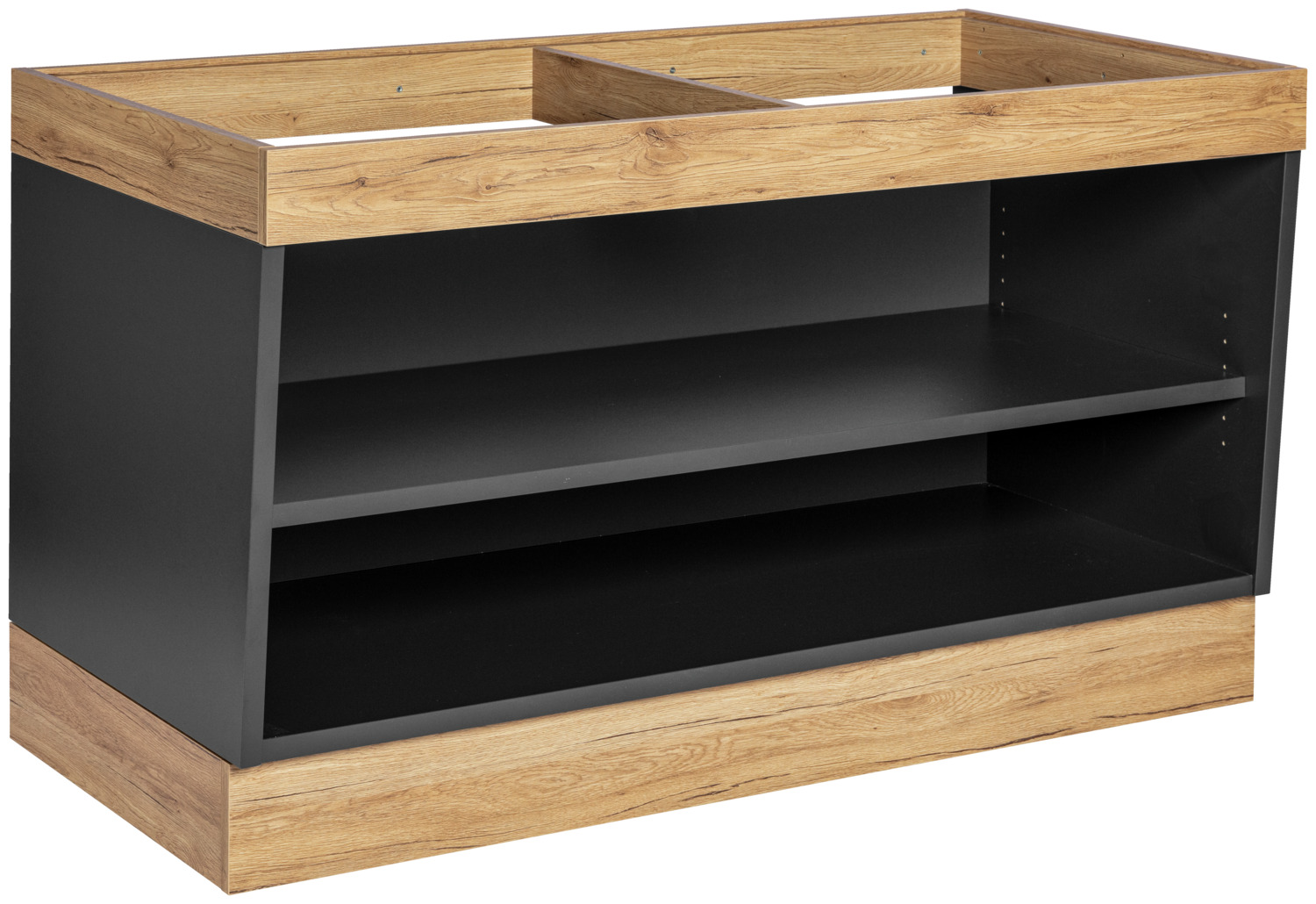 VEGA Valinta XL Buffet Trolley, 140x81x70 cm, Wood-based Material, Anthracite/Oak, with Adjustable Shelf and Heavy-Duty Castors