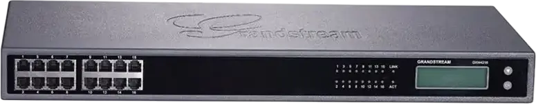 Grandstream GXW4216 v2 High-Density Gigabit FXS VoIP Gateway, 16 FXS Ports, 10/100/1000 Mbps Ethernet, LCD Screen, Rack Mountable, Grey