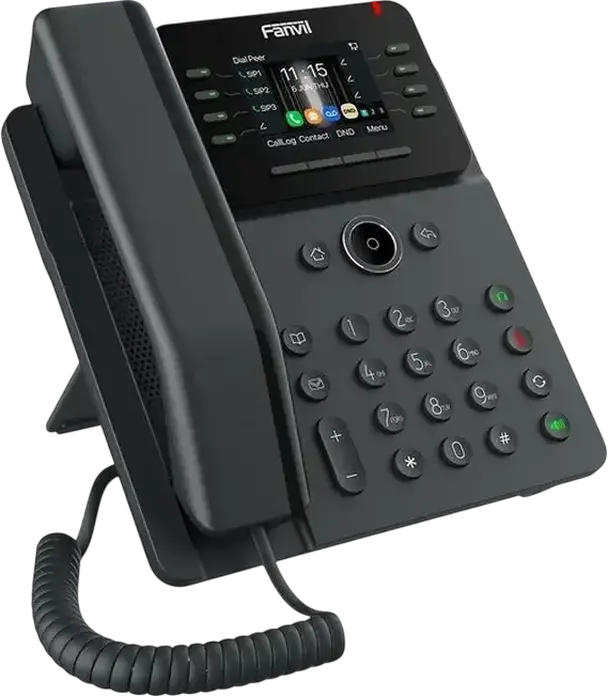 Telefon IP Fanvil V62W, 12 linii SIP, Ecran LCD color de 2.8 inch, Dual Gigabit Ethernet PoE, Wi-Fi și Bluetooth, Audio HD, Set de 4 piese