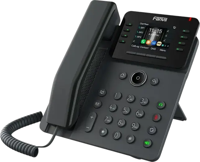 Telefon IP Fanvil V62W, 12 linii SIP, Ecran LCD color de 2.8 inch, Dual Gigabit Ethernet PoE, Wi-Fi și Bluetooth, Audio HD, Set de 4 piese