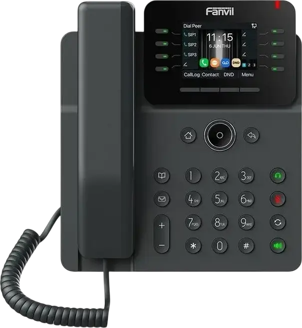 Telefon IP Fanvil V62W, 12 linii SIP, Ecran LCD color de 2.8 inch, Dual Gigabit Ethernet PoE, Wi-Fi și Bluetooth, Audio HD, Set de 4 piese
