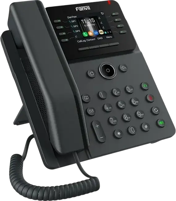 Telefon IP Fanvil V62W, 12 linii SIP, Ecran LCD color de 2.8 inch, Dual Gigabit Ethernet PoE, Wi-Fi și Bluetooth, Audio HD, Set de 4 piese