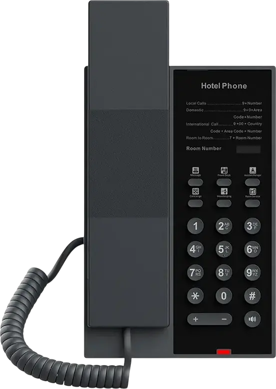 Fanvil H602 Hotel IP Phone, Screenless, 2 SIP Lines, PoE IEEE 802.3af, 6 Programmable Keys, Opus HD Audio, Black ABS Plastic, 128 x 195 x 49 mm