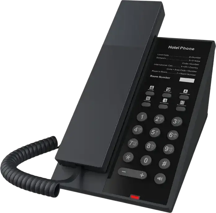 Fanvil H602 Hotel IP Phone, Screenless, 2 SIP Lines, PoE IEEE 802.3af, 6 Programmable Keys, Opus HD Audio, Black ABS Plastic, 128 x 195 x 49 mm