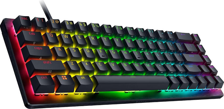 Tastatura Gaming Razer Huntsman V3 Pro Mini, Format 60%, Switch-uri Optice Analogice Gen-2, Rapid Trigger, Snap Tap, Keycap-uri PBT Double-shot, Neagra
