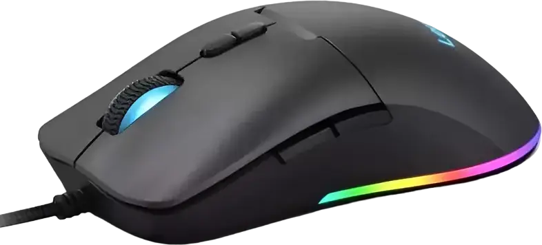 Lenovo M210 RGB Gaming Mouse GY51M74265, 8,000 DPI PAW3333 Sensor, 1000Hz Polling Rate, 7 Buttons, 3-Zone RGB Backlight, Black, USB-A