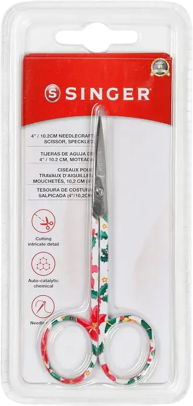 Singer 10287P5-4 Needlecraft and Embroidery Scissors, 10.2 cm, Multicolor Speckled Handle, Lightweight Compact Detail Cutting Scissors