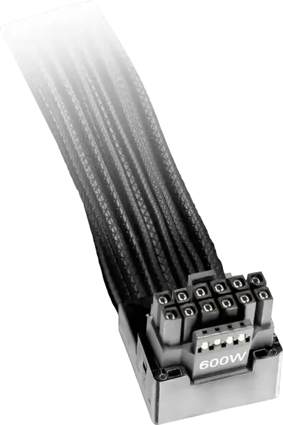 be quiet! BC074 PCI-E Power Cable 12V-2x6 / 12VHPWR 90 Degree Reversed Angled 600W 700mm Individually Sleeved Black for ATX 3.1 / ATX 3.0 be quiet! power supplies (Dark Power 13 series, Straight Power 12 series, Pure Power 12 M series)