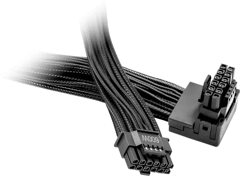 be quiet! BC074 PCI-E Power Cable 12V-2x6 / 12VHPWR 90 Degree Reversed Angled 600W 700mm Individually Sleeved Black for ATX 3.1 / ATX 3.0 be quiet! power supplies (Dark Power 13 series, Straight Power 12 series, Pure Power 12 M series)