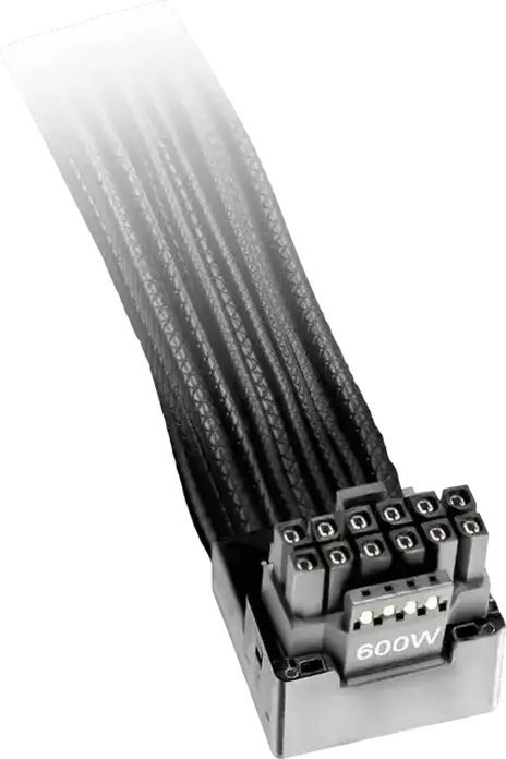 be quiet! BC074 PCI-E Power Cable 12V-2x6 / 12VHPWR 90 Degree Reversed Angled 600W 700mm Individually Sleeved Black for ATX 3.1 / ATX 3.0 be quiet! power supplies (Dark Power 13 series, Straight Power 12 series, Pure Power 12 M series)