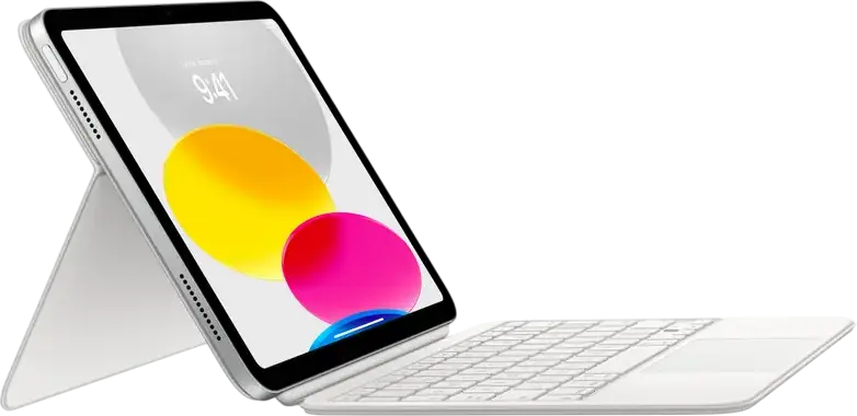 Apple Magic Keyboard Folio for iPad (10th generation), White, Set of 2 Pieces Detachable Keyboard and Protective Back Panel with Trackpad and Stand