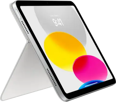 Apple Magic Keyboard Folio for iPad (10th generation), White, Set of 2 Pieces Detachable Keyboard and Protective Back Panel with Trackpad and Stand
