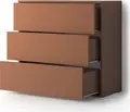 Comoda Fabrik Home Nordik 16, 3 Sertare, PAL laminat, Design Minimalist fara Manere, 950x850x380 mm, Portocaliu Inchis