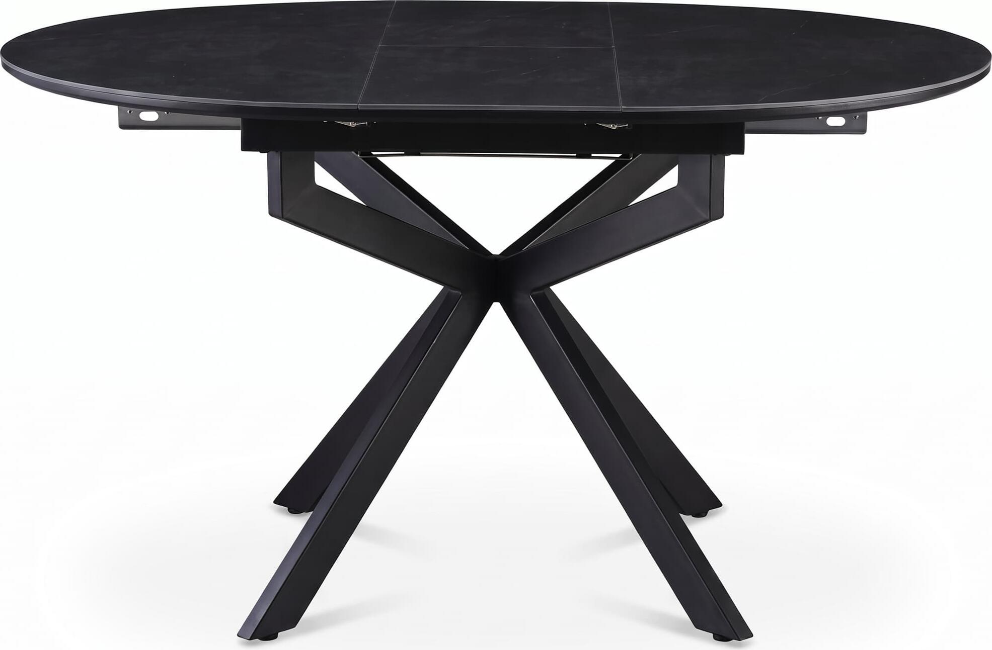 Interdepo TASK Extendable Round Kitchen Dining Table, 6mm Ceramic and MDF Top, Cross-Leg Base, 1050mm Width, 760mm Height, Dark Grey