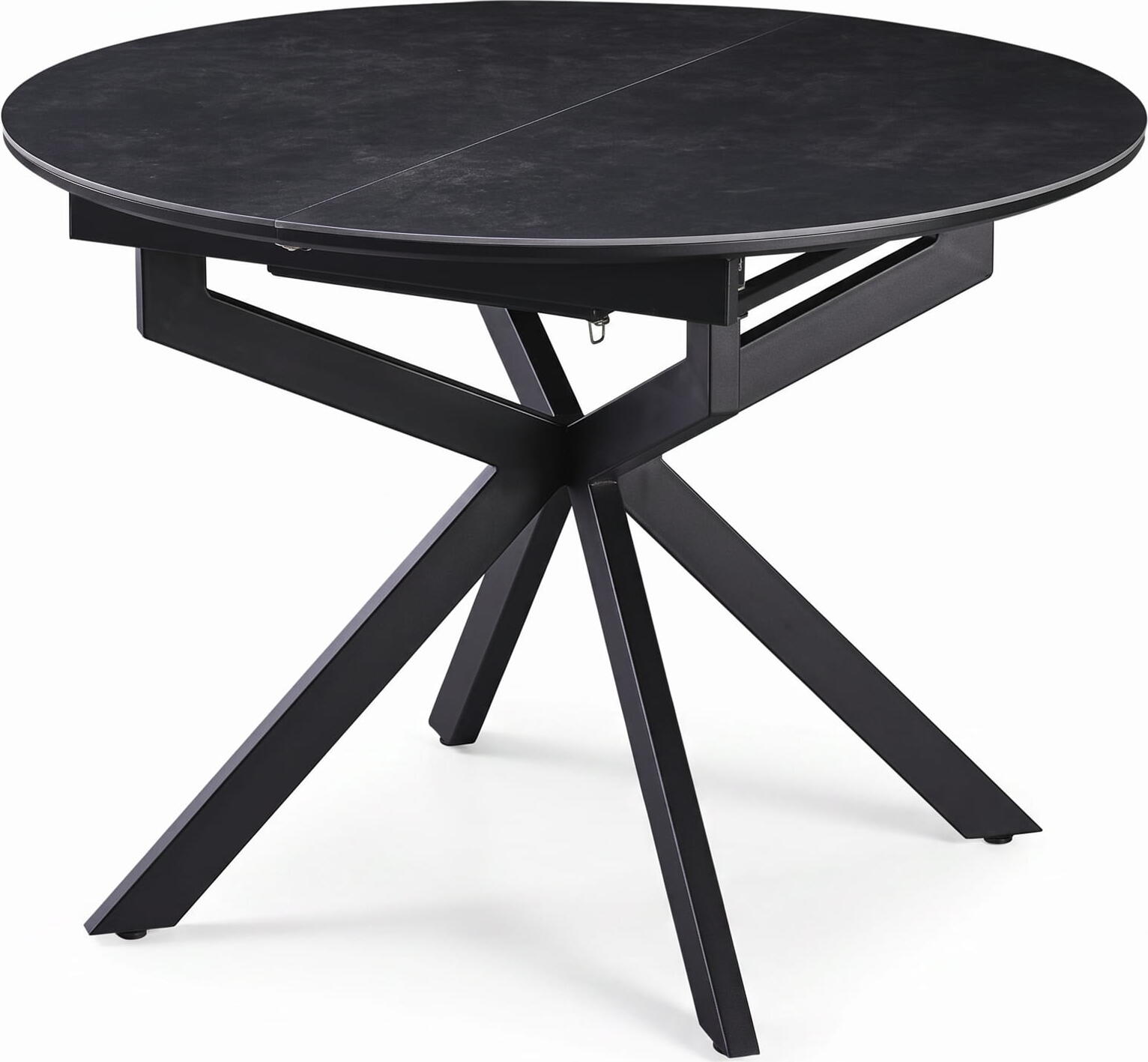 Interdepo TASK Extendable Round Kitchen Dining Table, 6mm Ceramic and MDF Top, Cross-Leg Base, 1050mm Width, 760mm Height, Dark Grey