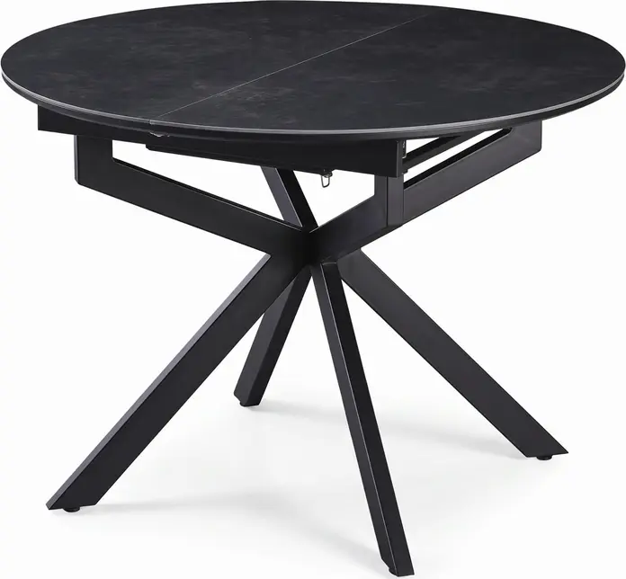 Interdepo TASK Extendable Round Kitchen Dining Table, 6mm Ceramic and MDF Top, Cross-Leg Base, 1050mm Width, 760mm Height, Dark Grey