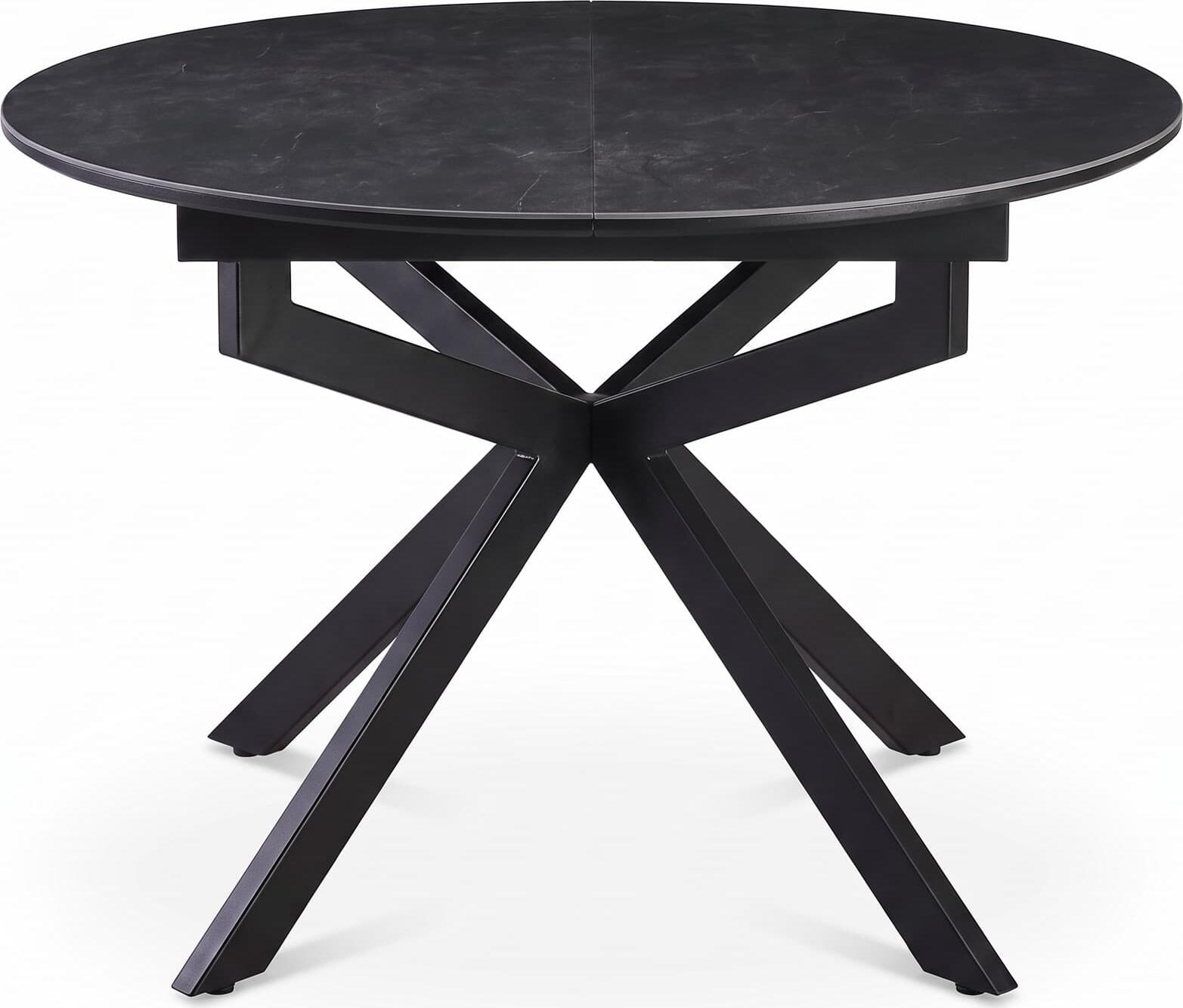 Interdepo TASK Extendable Round Kitchen Dining Table, 6mm Ceramic and MDF Top, Cross-Leg Base, 1050mm Width, 760mm Height, Dark Grey