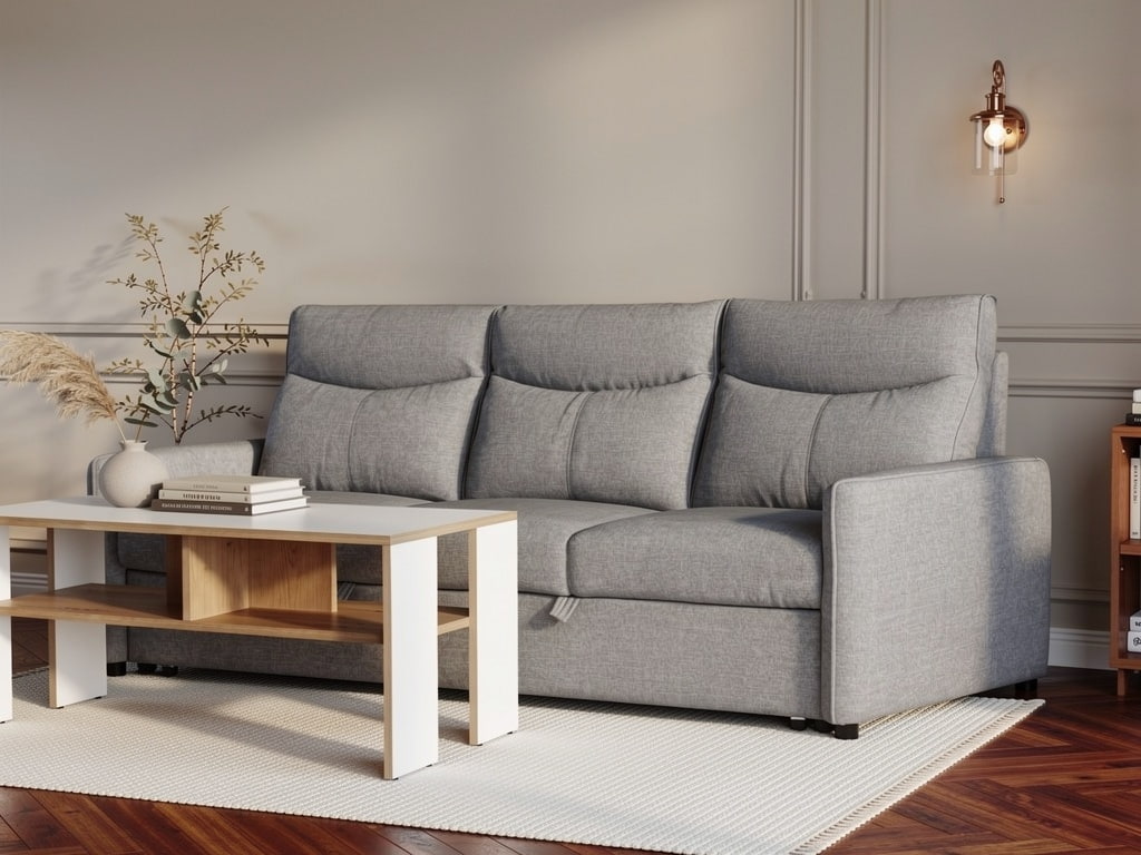 Canapea Extensibila Moderna Interdepo Lumen, Mecanism Eurobook, Cadru Lemn Masiv, Material Textil Rezistent, Cutie Depozitare, 2180x1030x900 mm