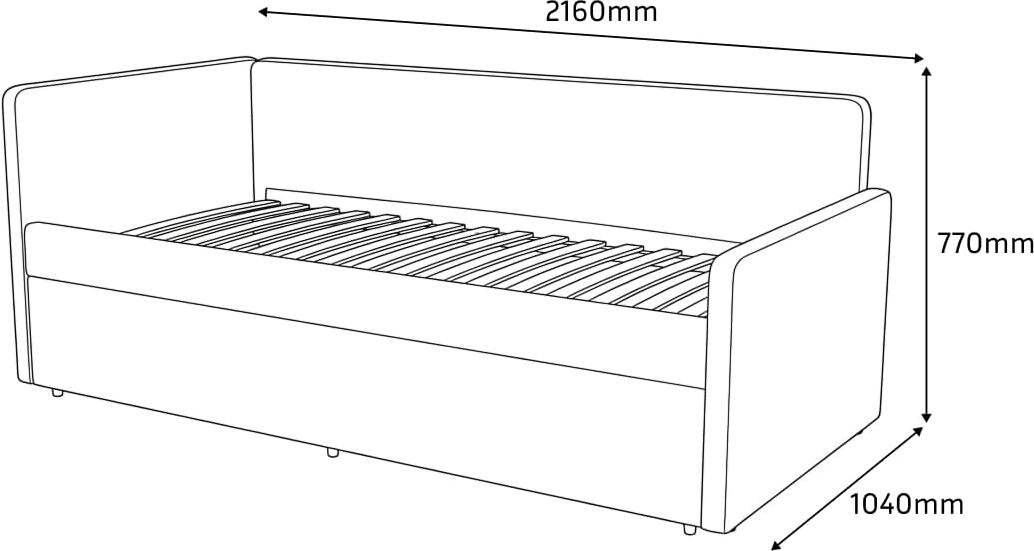 Interdepo LEO 90 Children's Bed with Pull-out Trundle, 90x200 cm, Laminated Particle Board and Fabric Upholstery, Orthopedic Wood Slats, Grey