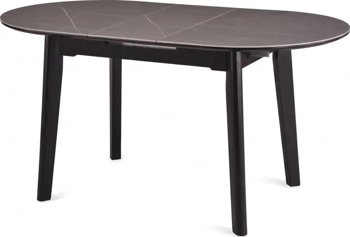 Interdepo ARES Extendable Oval Dining Table, Grey Ceramic Top 6mm, Black MDF Frame, 140-180 cm Length x 85 cm Width x 76 cm Height