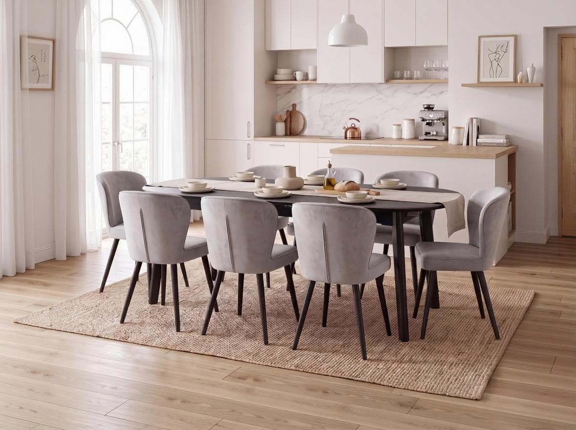 Interdepo ARES Extendable Oval Dining Table, Grey Ceramic Top 6mm, Black MDF Frame, 140-180 cm Length x 85 cm Width x 76 cm Height
