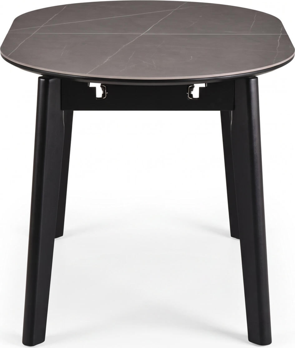 Interdepo ARES Extendable Oval Dining Table, Grey Ceramic Top 6mm, Black MDF Frame, 140-180 cm Length x 85 cm Width x 76 cm Height
