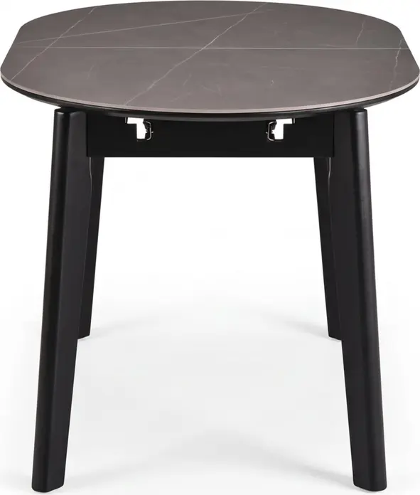 Interdepo ARES Extendable Oval Dining Table, Grey Ceramic Top 6mm, Black MDF Frame, 140-180 cm Length x 85 cm Width x 76 cm Height