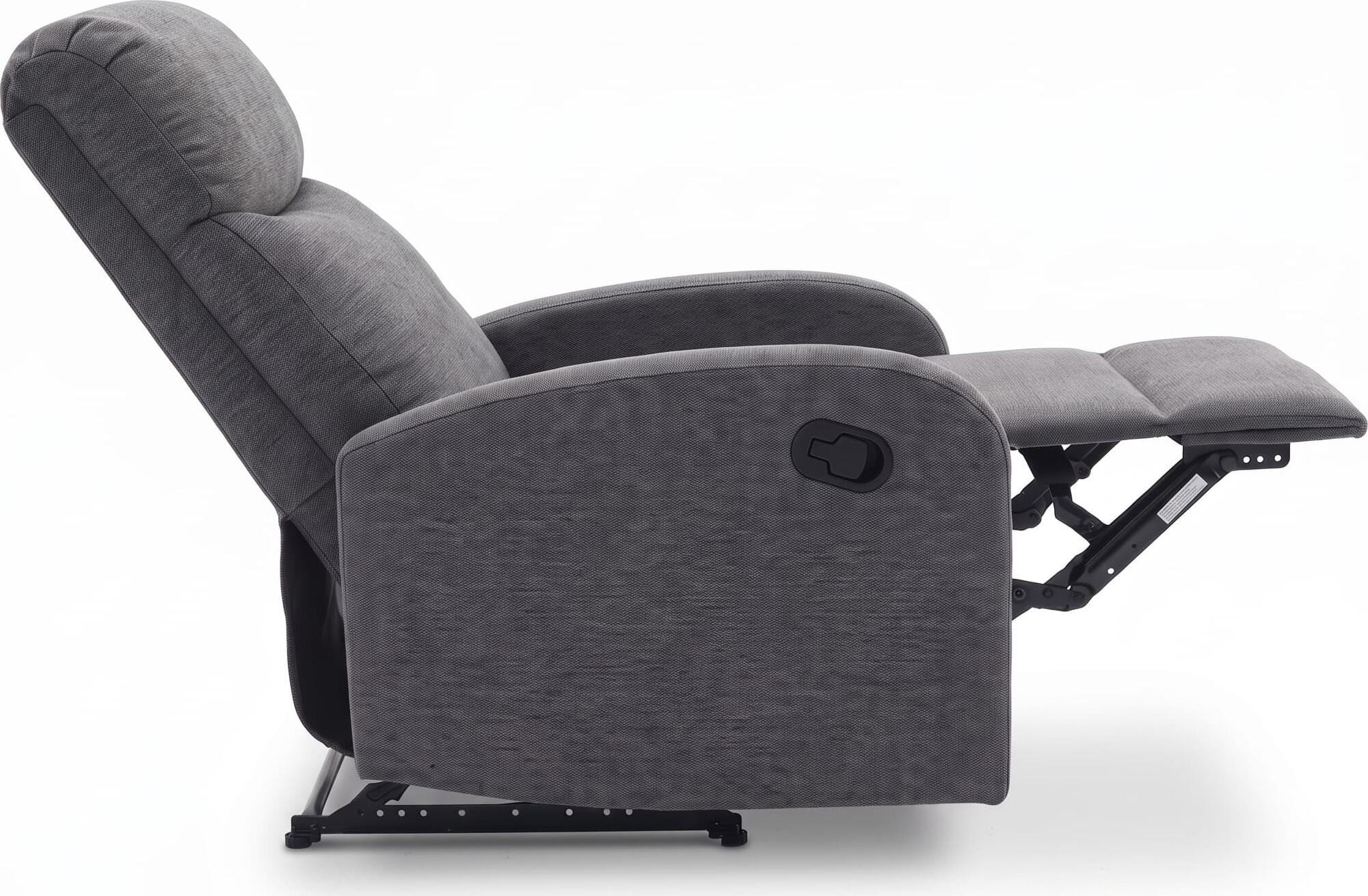 Interdepo VETIVER Reclining Armchair, Manual Mechanical Lever, Spring Block and S-Springs, Burlap Fabric, Grey, 720x990x970 mm