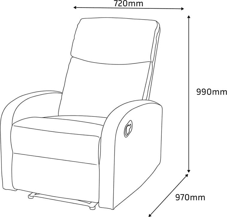 Interdepo VETIVER Reclining Armchair, Manual Mechanical Lever, Spring Block and S-Springs, Burlap Fabric, Grey, 720x990x970 mm