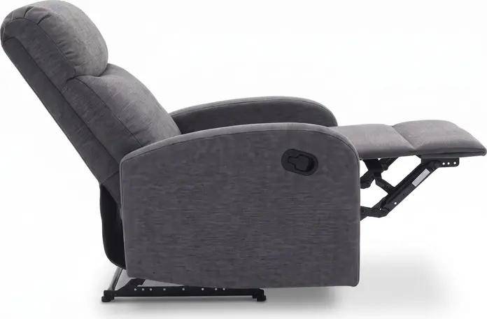 Interdepo VETIVER Reclining Armchair, Manual Mechanical Lever, Spring Block and S-Springs, Burlap Fabric, Grey, 720x990x970 mm