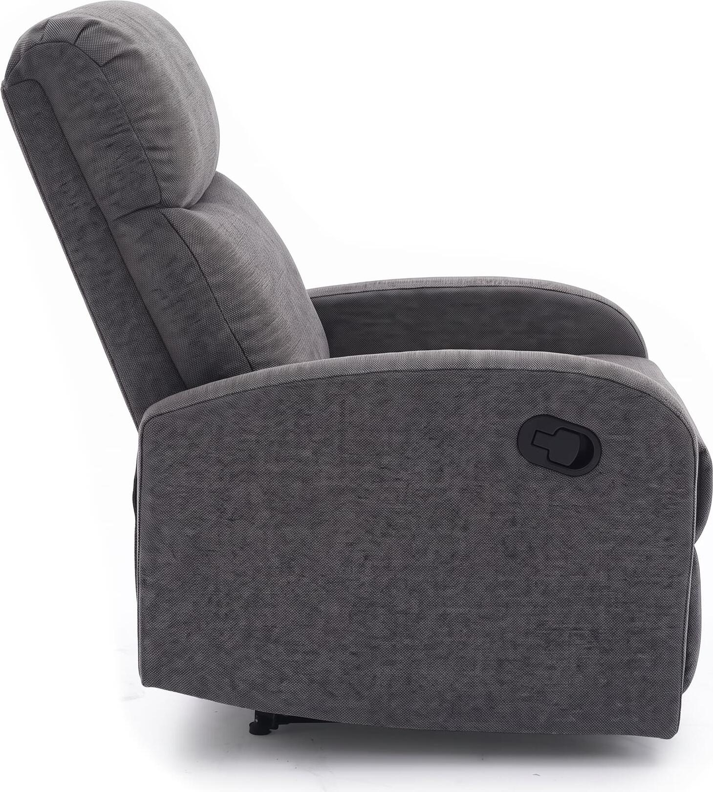 Interdepo VETIVER Reclining Armchair, Manual Mechanical Lever, Spring Block and S-Springs, Burlap Fabric, Grey, 720x990x970 mm